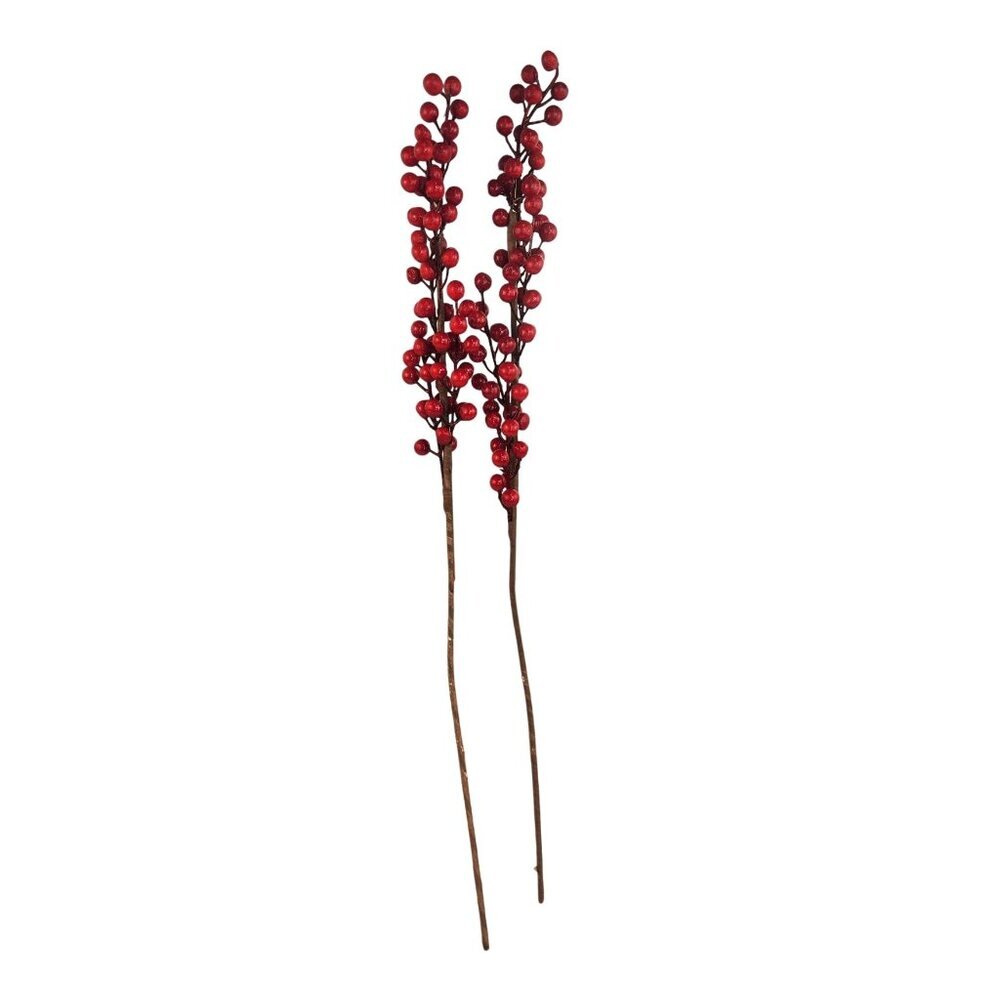 Red Berry Stems Artificial Christmas Picks, Holiday Floral Branches, Festive Wre
